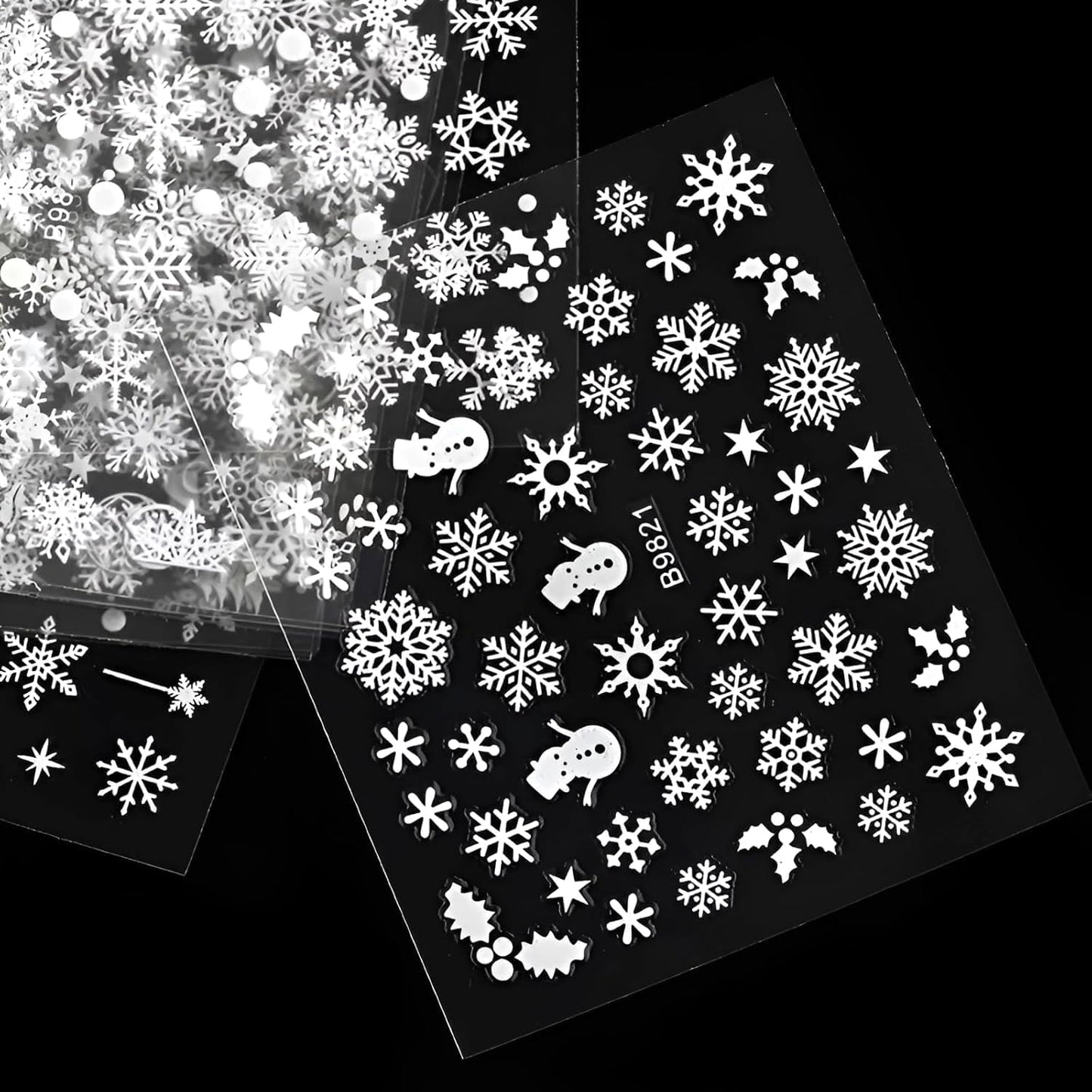 30 Sheets Holiday Nail Art Stickers 3D Self-Adhesive Christmas Nail Decals - Elk, Snowman, Snowflake for Manicure Decorations - Supplies for Women Girls