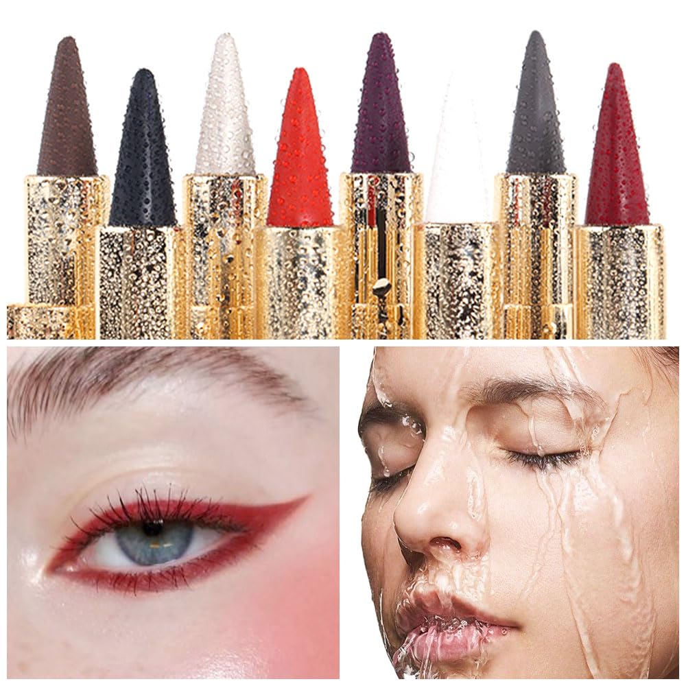 Kaely Dark Red Gel Eyeliner Pencil,Waterproof Smudge Proof Eye Liner Pen,Cat Eye Goth Halloween Makeup,Eye Black Face Paint Lipstick Crayon,Color Colorful Eyeliner Eyeshadow Stick,13
