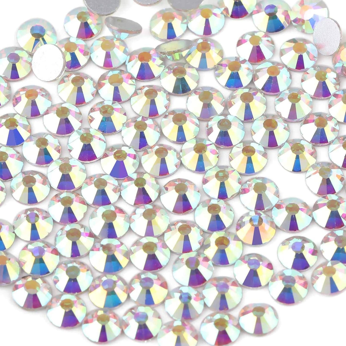 beadsland Flat Back Crystal Rhinestones Round Gems for Nail Art and Craft Glue Fix, CrystalAB (2.3-2.5mm) SS8/1440pcs