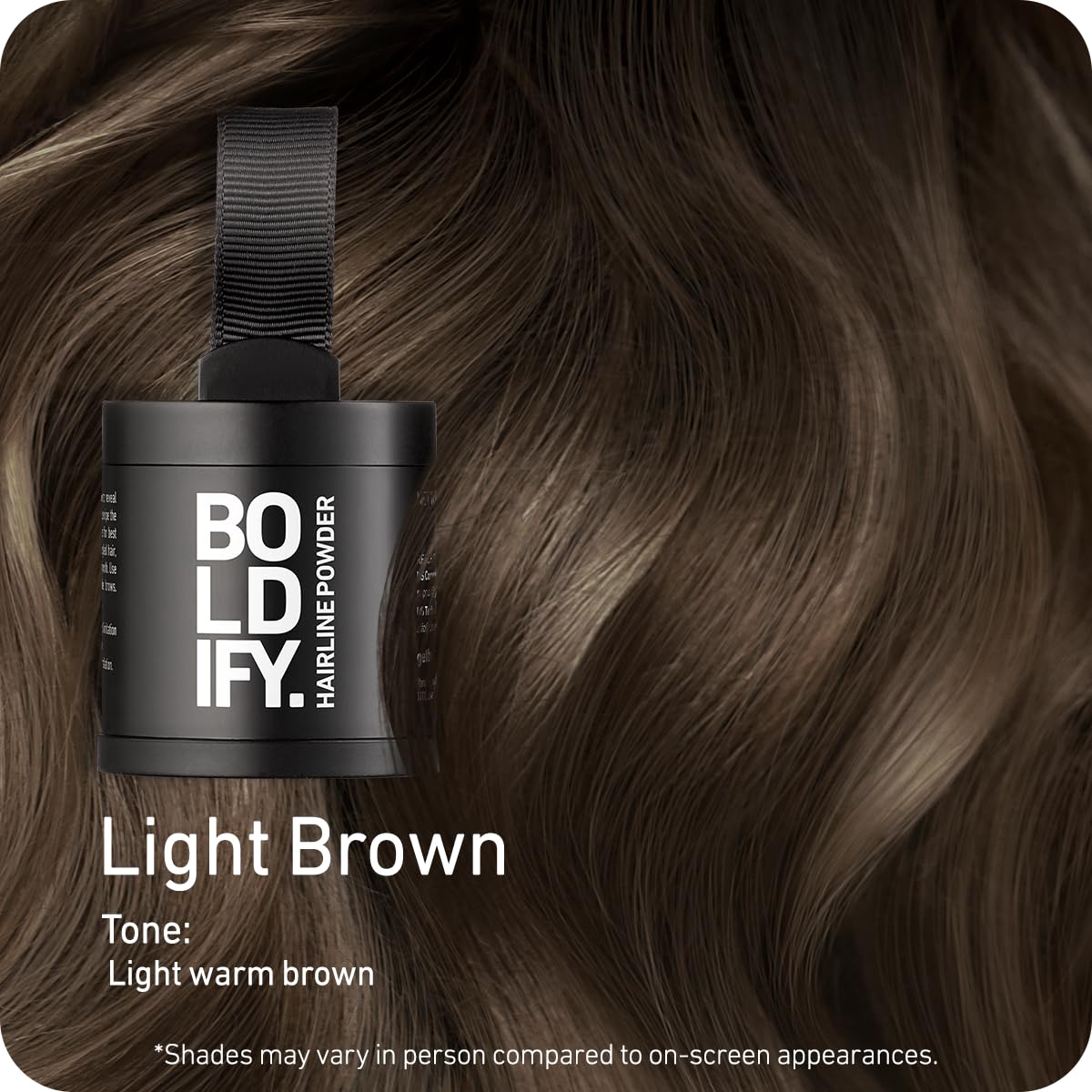 BOLDIFY Hairline Powder (LARGE, 10g) - Root Touch Up Hair Color for Gray Coverage - Bald Spot Concealing Hair Powder for Women & Men - 48-Hour Stain-Proof - Light Brown
