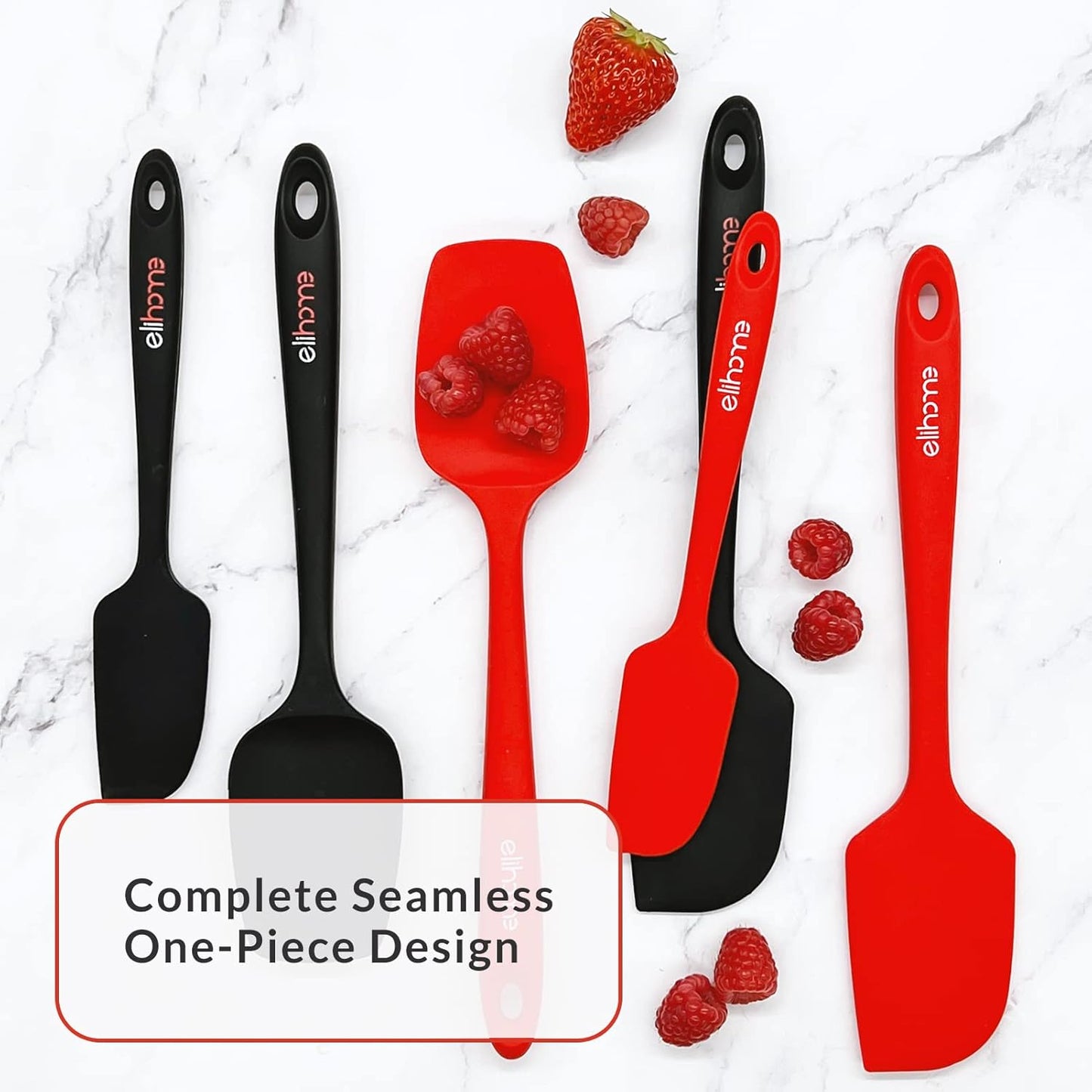 Elihome Mini Silicone Spoonula - Non-Stick Heat Resistant Silicone Scraper Spatula for Mixing, Serving, Scraping, Stirring, and More, 8.75 Inch, Red