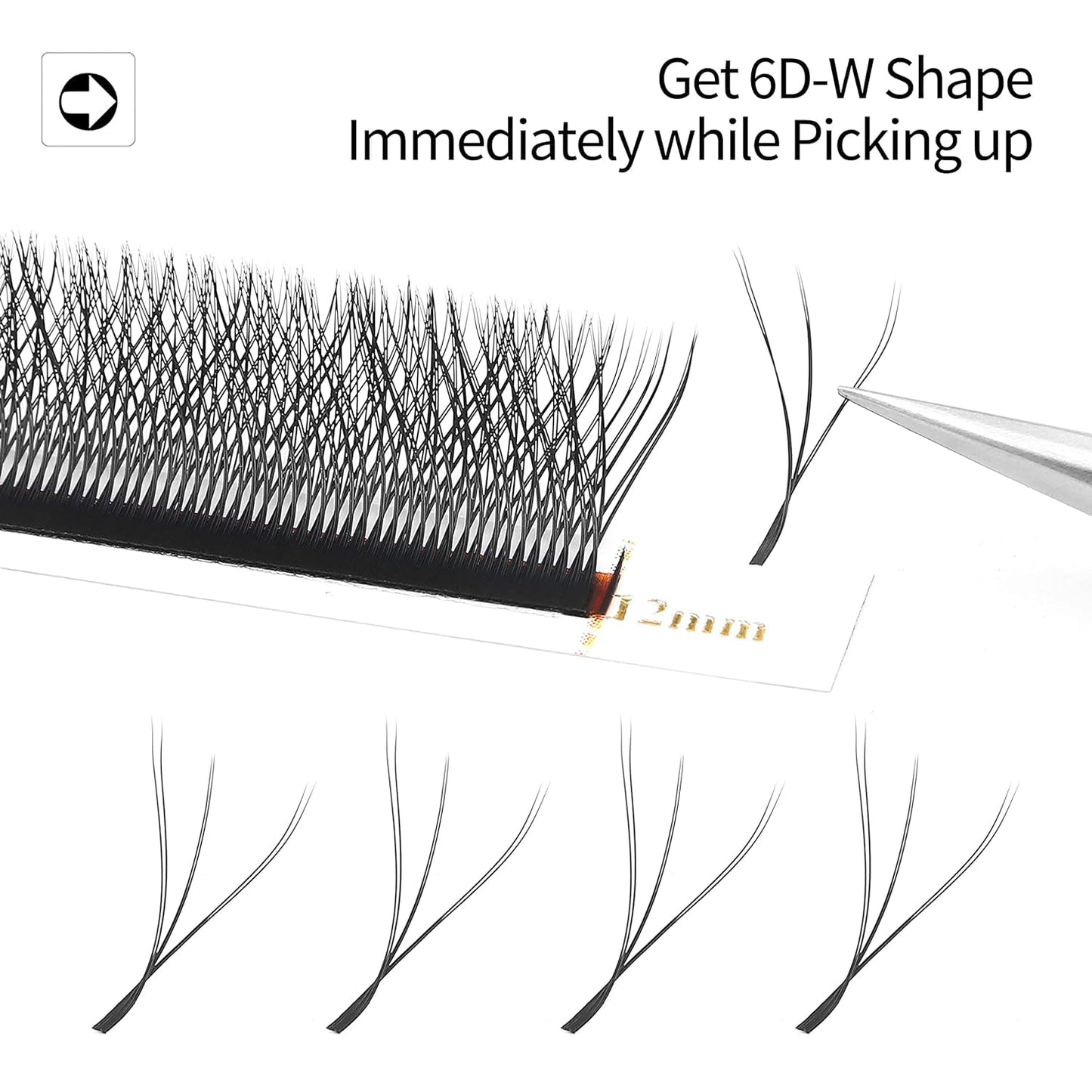 Lash Extensions Double Tips 3D Eyelash Extensions W Shape 0.07mm Thickness C Curl Mix 8-15mm Premade Fans Easy Fan Volume Matte Black Crisscross Eyelashes(W-3D-Double Tips-0.07-C,8-15mm Mix)