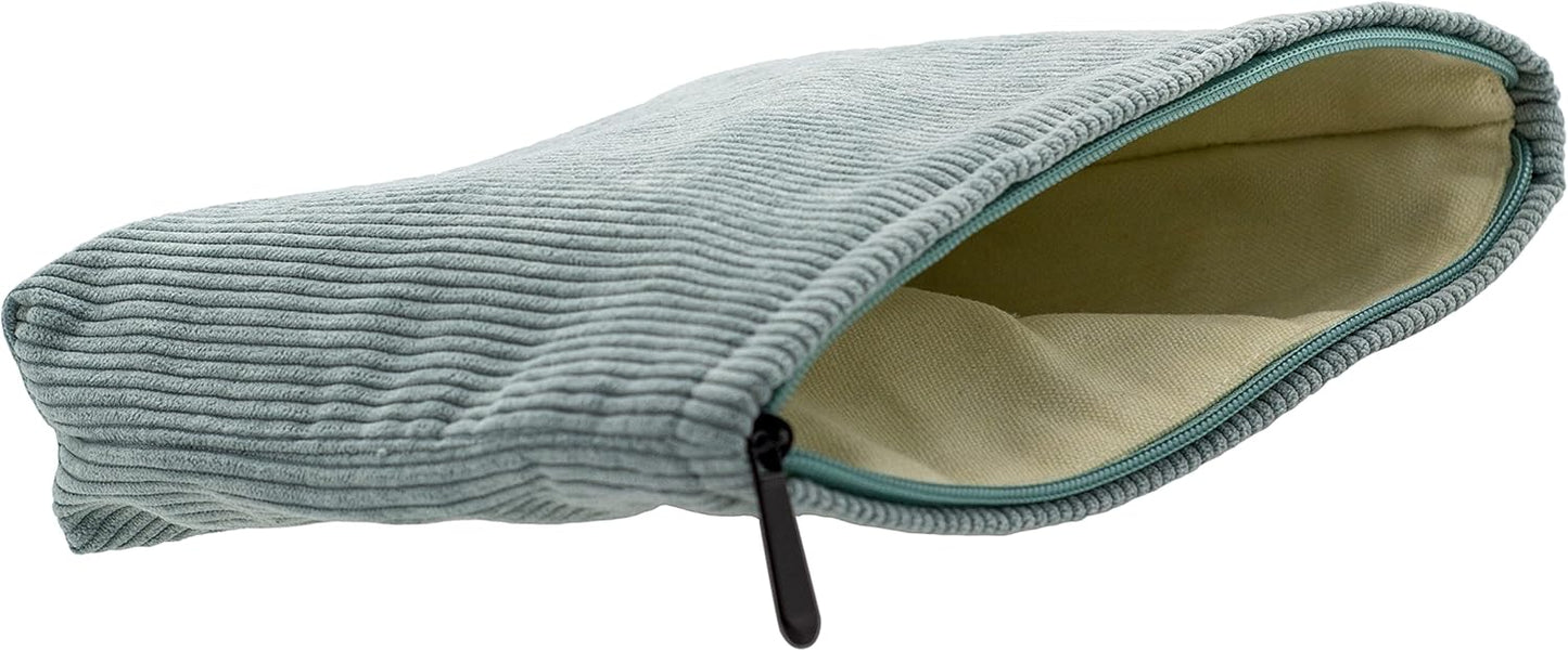 PAZIMIIK Makeup Bag Large Zipper Corduroy Make Up Pouch for Purse Travel Canvas Cosmetic Organizer for Women Brush Storage,Blue