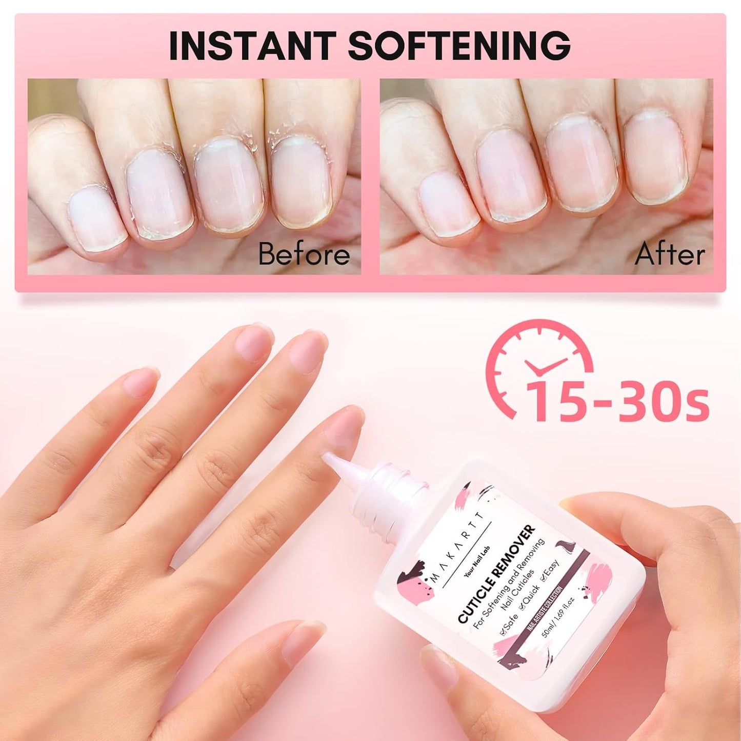 Makartt Cuticle Remover Liquid, 50ml Professional Instant Softener Cream for Dry Cuticles, Salon-Quality Nail Care Dissolver for Manicure & Pedicure Use