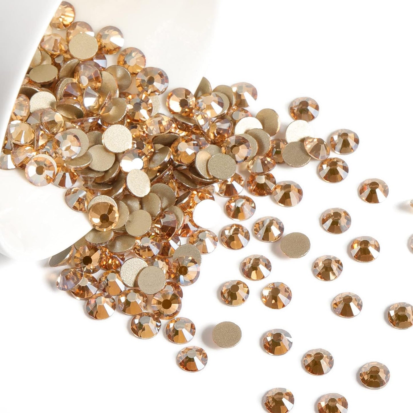 Beadsland 1440 Pieces Flat Back Crystal Rhinestones Round Gems,Golden Shadow,SS8,2.3-2.5mm