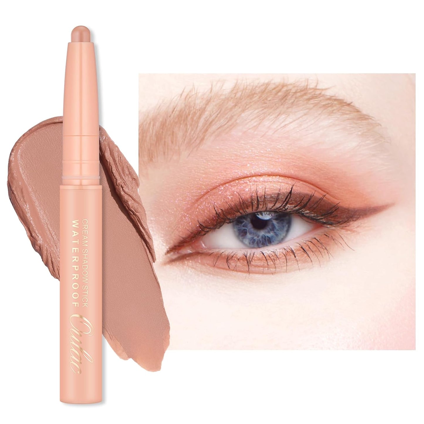 Oulac Nude Rose Eyeshadow Stick – Twist-Up Creamy Crayon, Waterproof & Blendable, Vegan & Cruelty-Free, 1.25g, WM03 Rose Dawn