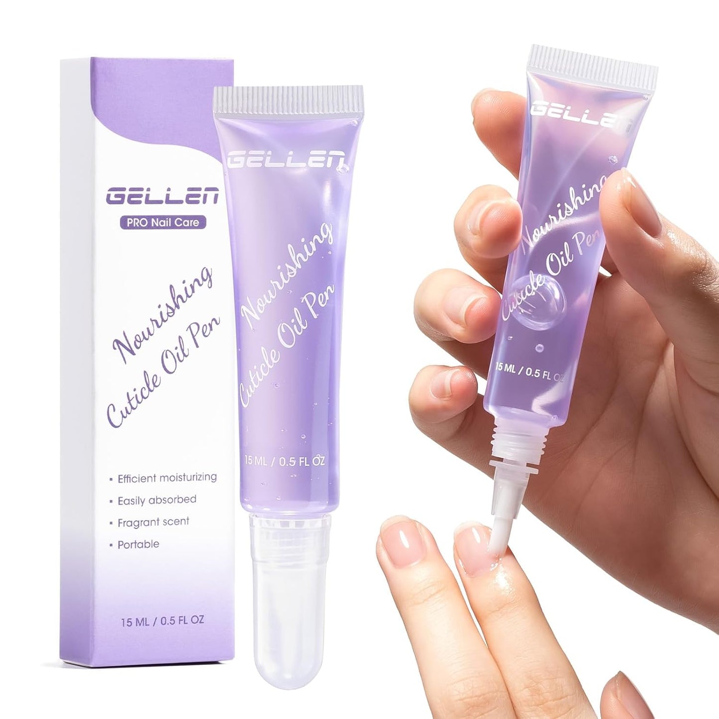 Gellen Cuticle Oil Pen for Nails, Nourishing with Lavender Oil & Vitamin E, Soften Cuticles Strengthen Nail Growth,15ml Pro Nail Care Treatment for Healthier-Looking Nails, On-the-Go, Travel-Sized
