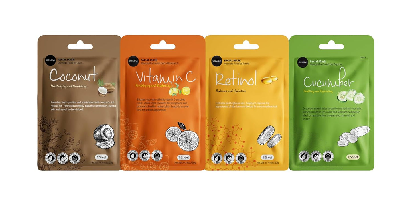 Celavi Essence Facial Face Mask K-Beauty Skincare Korea Skin Care Moisturizing 12 Pack B Set