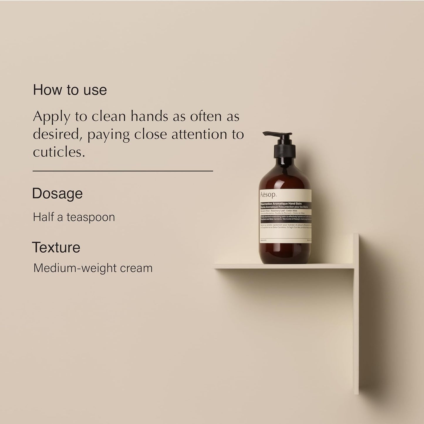 Aesop Resurrection Aromatique Hand Balm | Rich, Moisturizing Balm for Hands and Cuticles | Fragrant Botanicals and Skin-Softening Emollients | 16.9 oz