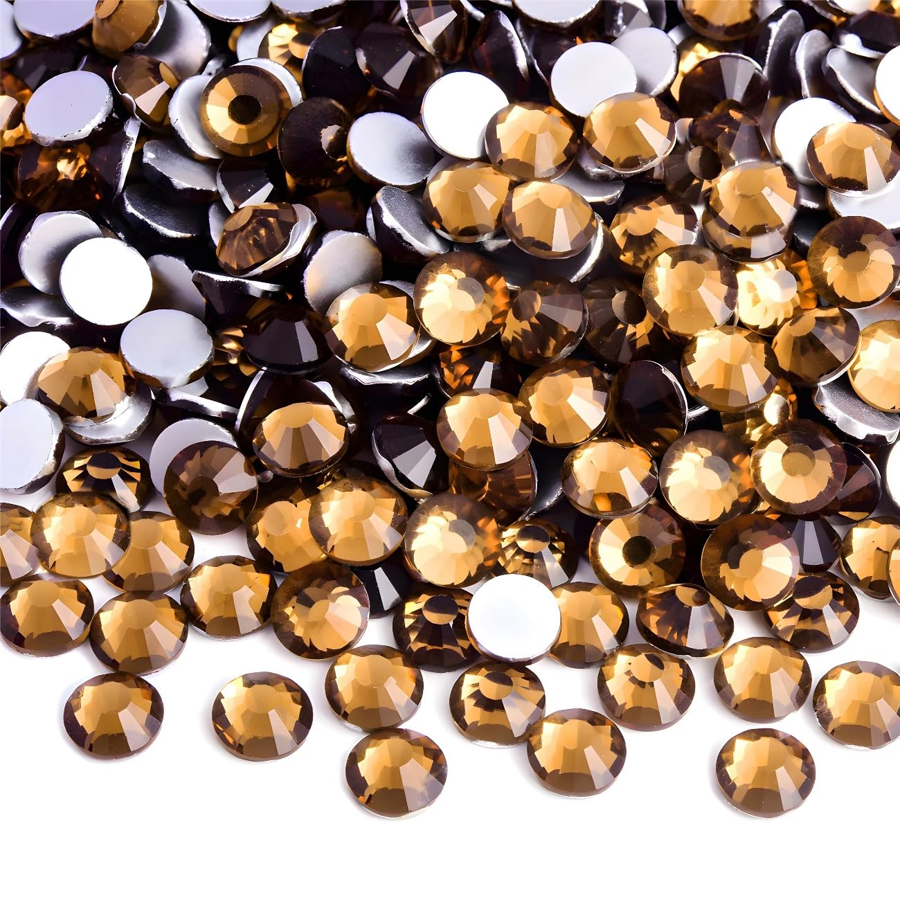 Flatback Rhinestones Round Gems for Nails Art and Crafts 620Pcs SS30 6mm Glitter Crystals Stone DIY Bags Clothes Shoes (Coffee Yellow)
