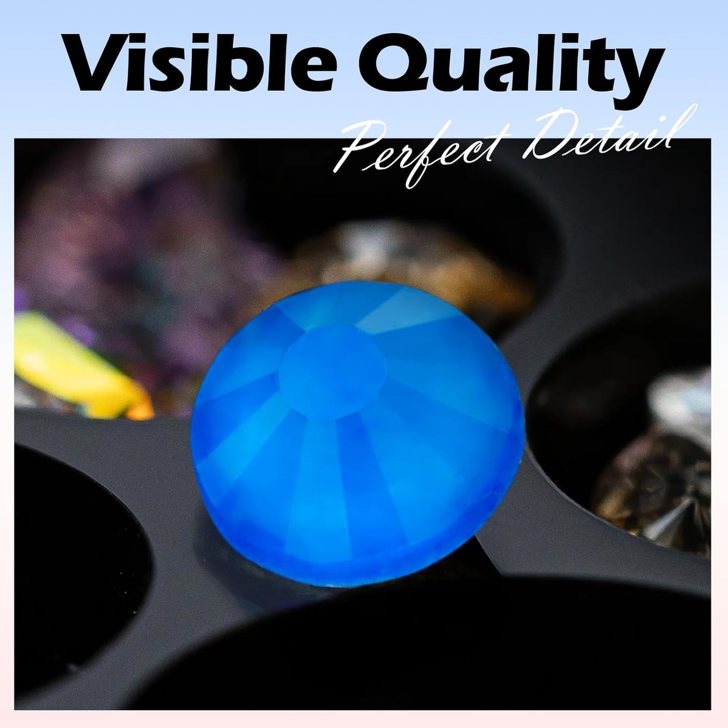 Neon Blue Flatback Rhinestones, Glass Rhinestones for Nail Art and Craft, Glue Fix, Loose Crystal Gemstones(Neon Blue, SS30, 288pcs, 6.4-6.6mm)