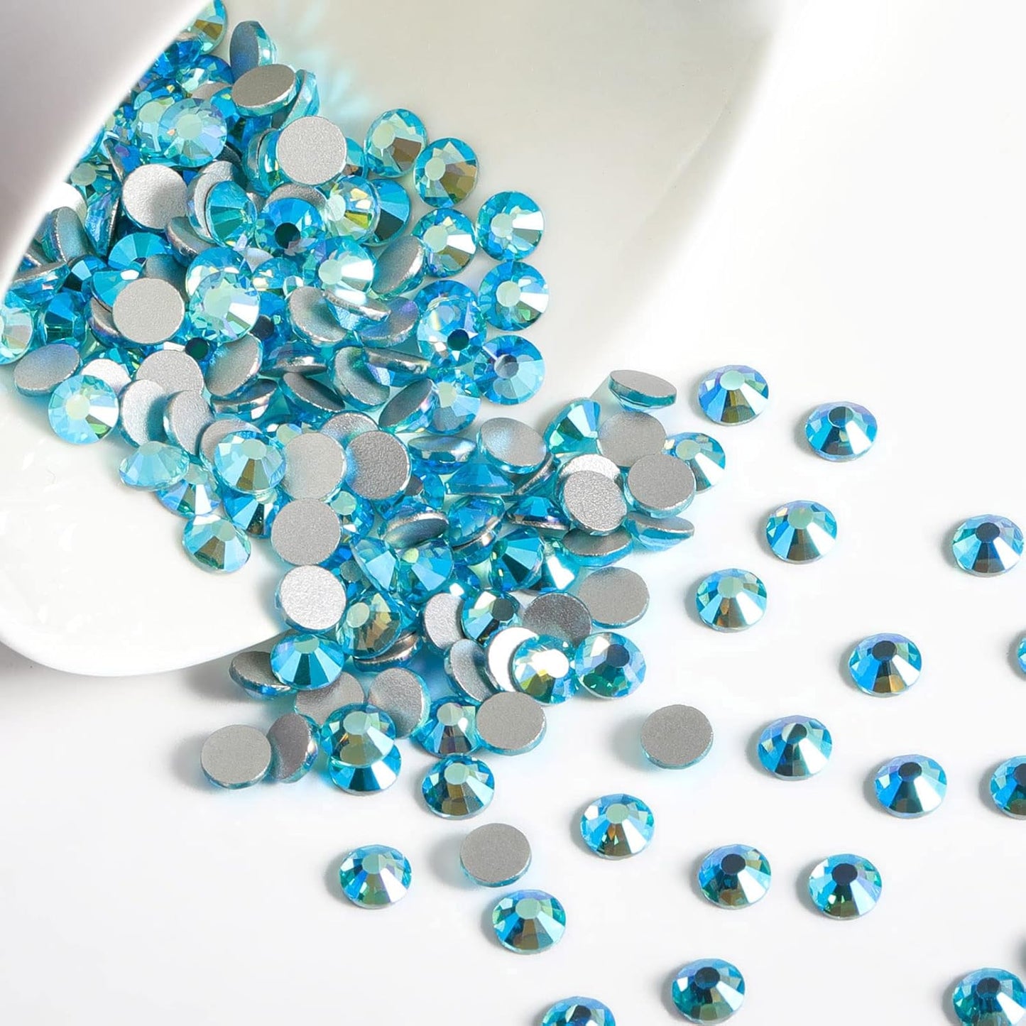 BEADSLAND Flat Back Crystal Rhinestones Round Gems,Aquamarine AB,3.8-4.0mm, SS16/1440pcs