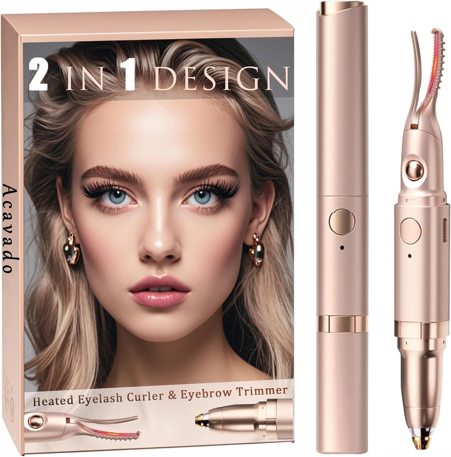 2 in 1 Heated Eyelash Curlers and Eyebrow Trimmer for Women, Electric Eyelash Curler with 2 Temperature Modes Anti-Burn USB Rechargeable Heated Eyelash Curler, Ideal Gift for Women WF915