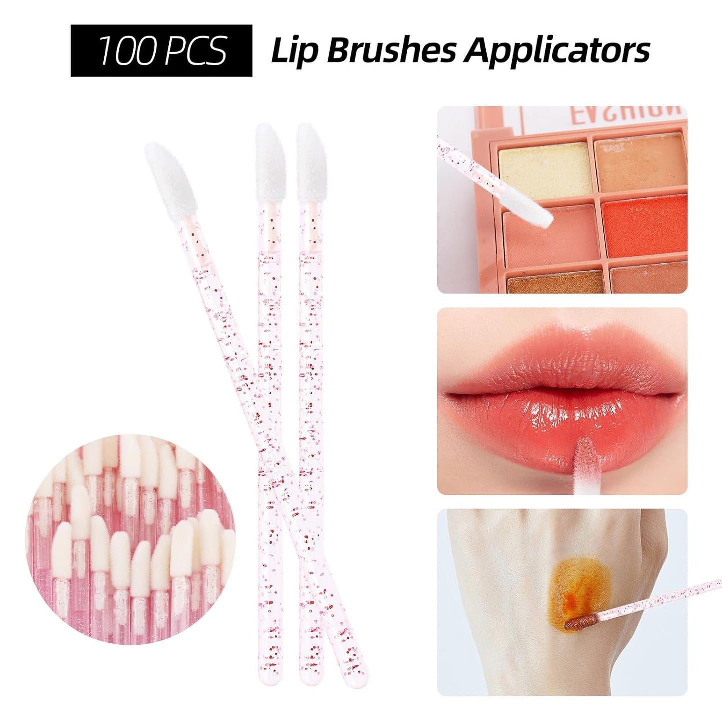 300 Pcs Spoolies Mascara Wands and Lip Brushes and Micro Swabs Applicator Disposable Eyelash Brushes Lipstick Tester Makeup Applicator Tool Pink with 1 Reusable Container