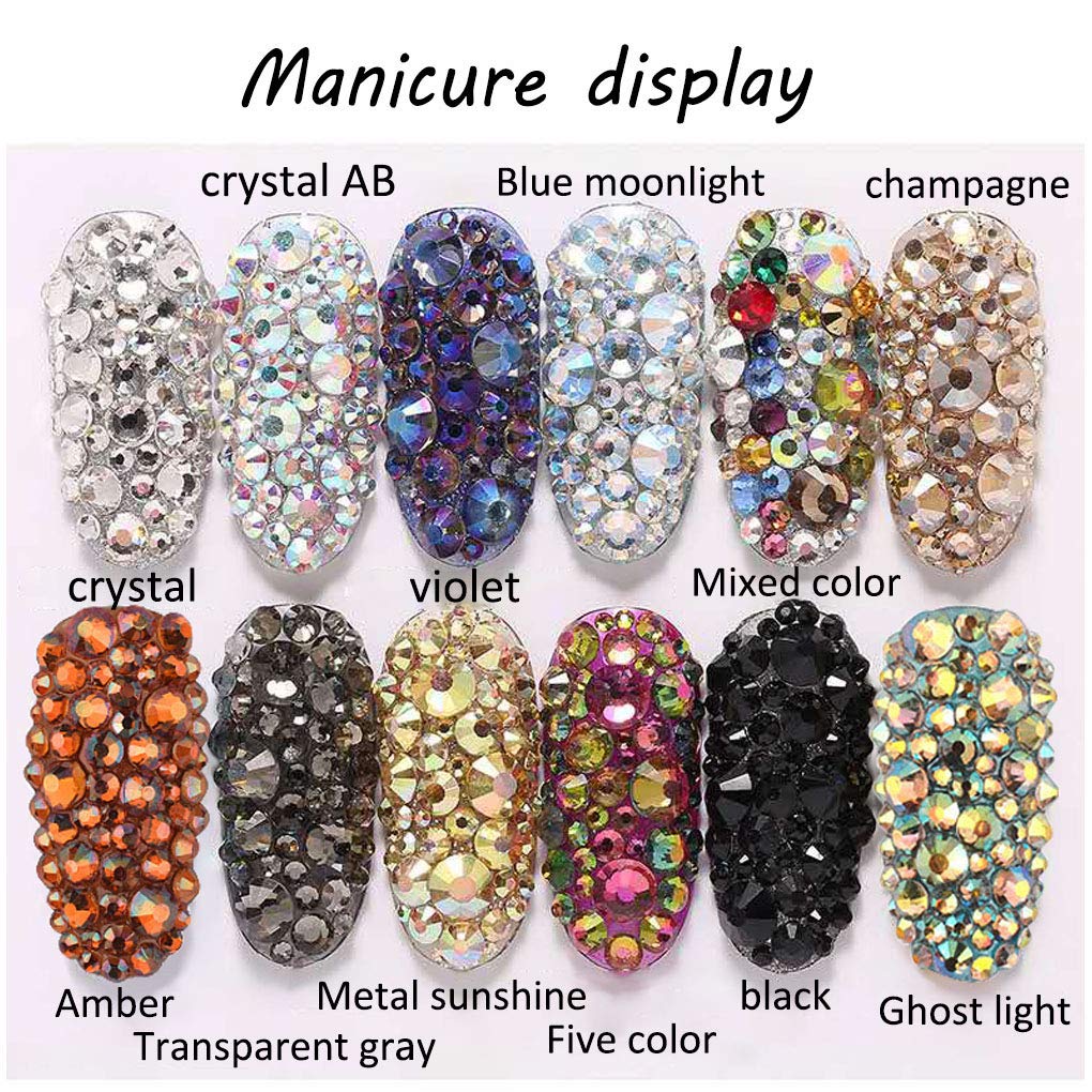 Rhinestones flat back gems round DIY decorative Nail Face and apparel accessories ss3-20 mix size(4320pcs transparent gray)