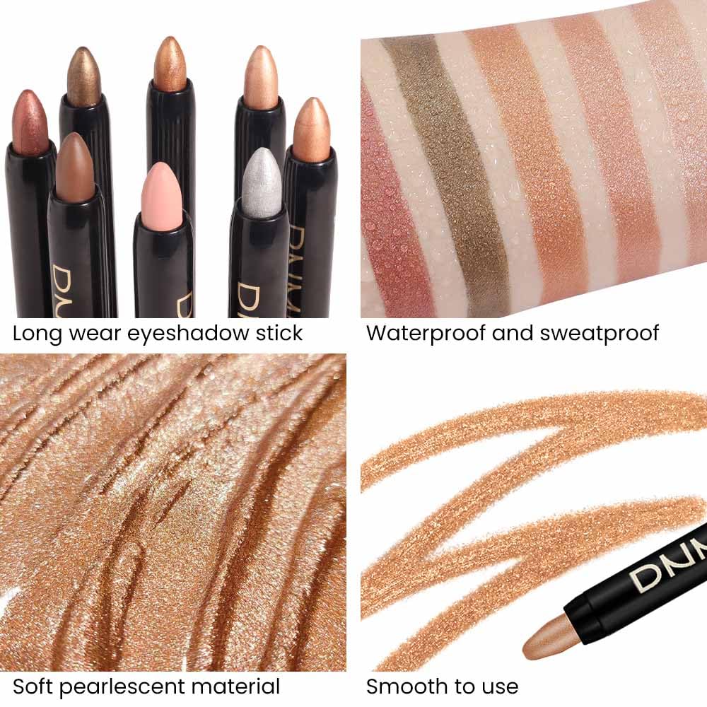 evpct 8Pcs Cream Eye Shadow Brightener Sticks Set for Eyes, Silver Champagne Golden Rose Sand Bronze Gold Orchid Pink Deep Mauve Shimmer Matte Pencil Eye shadow Crayon Applicator Stick Palette Makeup