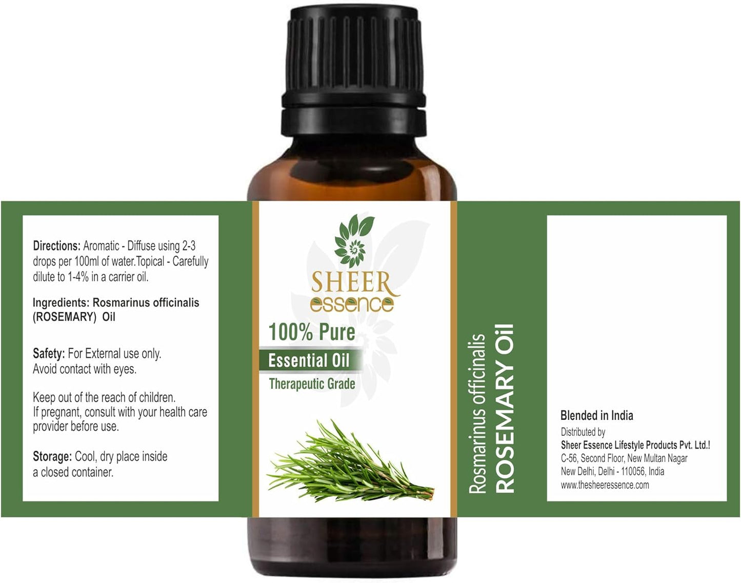 Rose Mary Oil -(Rosmarinus Officinalis)- Essential Oil 100% Pure Natural Undiluted Uncut Therapeutic Grade Oil 3.38 FL.OZ