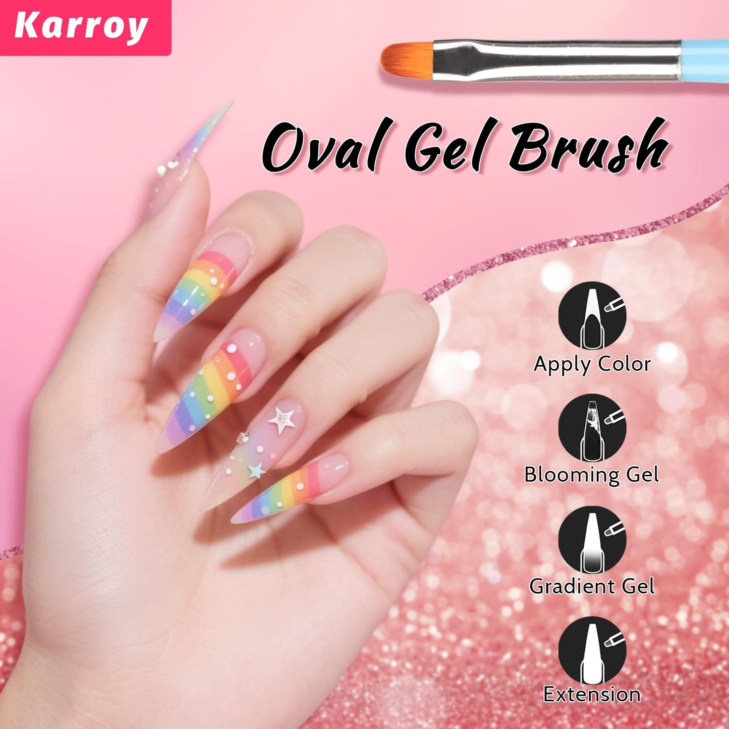 Nail Art Brushes Kit, Multifunctional Nail Brushes for Nail Art Nail Design Brush Gel Nail Brush for Nail Extension Nail Art Liner Brush Dotting Tools for DIY (6PCS Brushes)