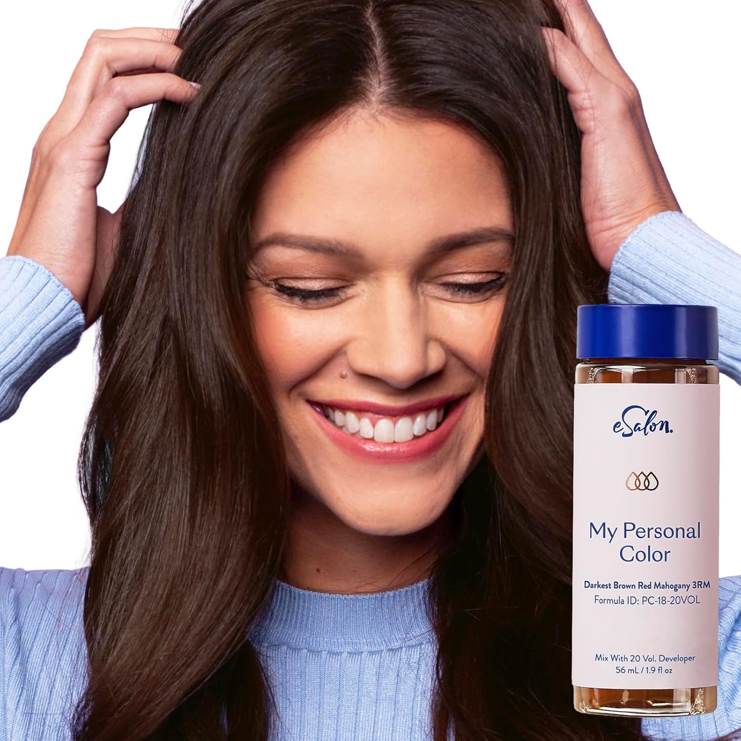 eSalon Permanent Hair Color & Dye Kit - Darkest Brown Red Mahogany - Personal Colorist for Up To 100% Gray Coverage, All Hair Types - Professional-Grade Ammonia-Free