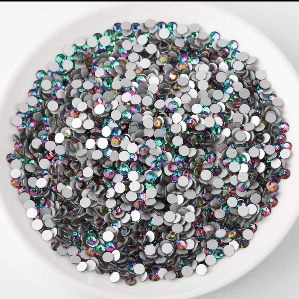 beadsland Flat Back Crystal Rhinestones Round Gems, Green Volcano (6.4-6.6mm) SS30/288pcs