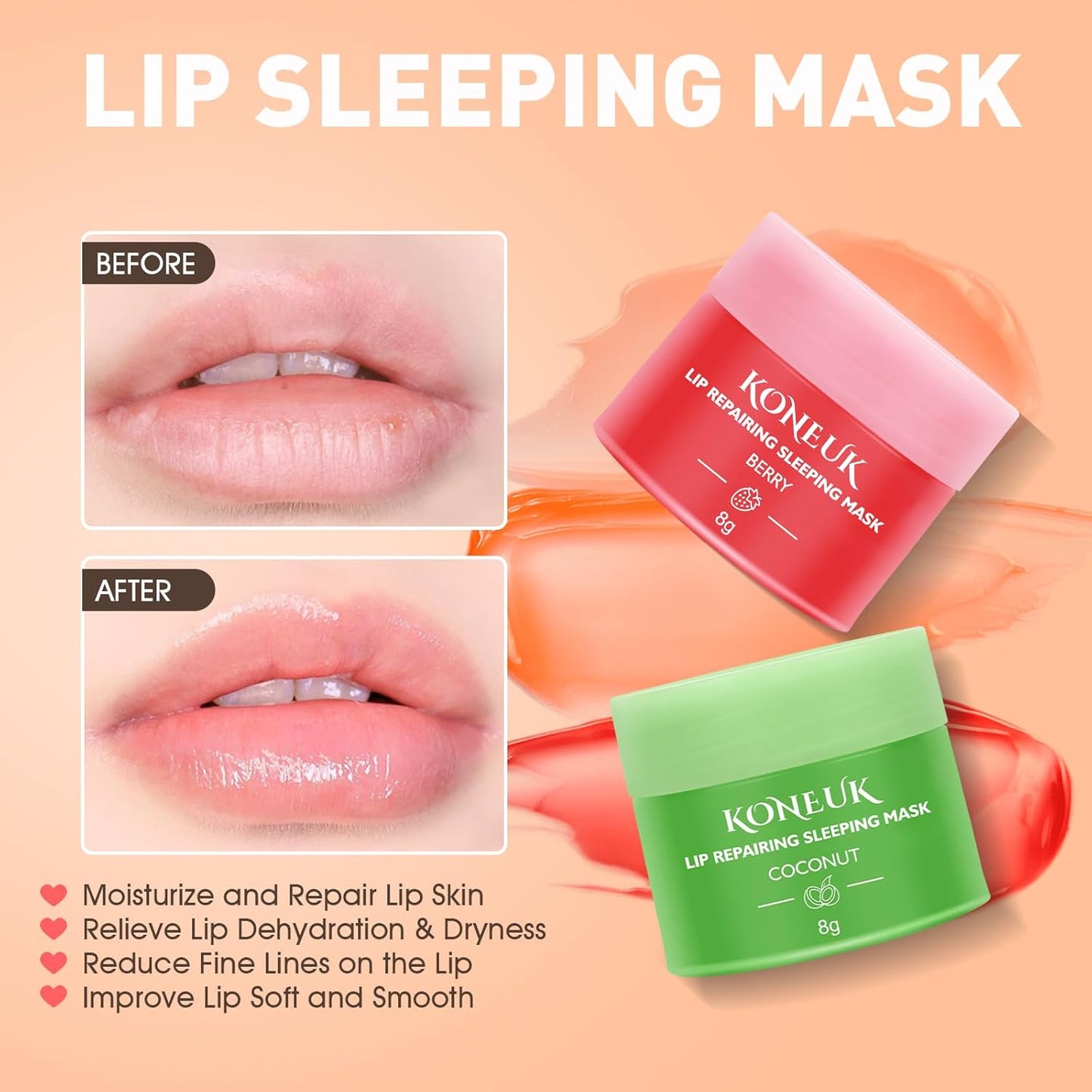 12 Pack Lip Sleeping Mask Set, Overnight Lip Treatment, Nourish and Hydrate Lip Mask With Vitamin C and Coconut Oil, Lip Balm for Dry Lips, Reduce Lip Lines and Improve Lip Color