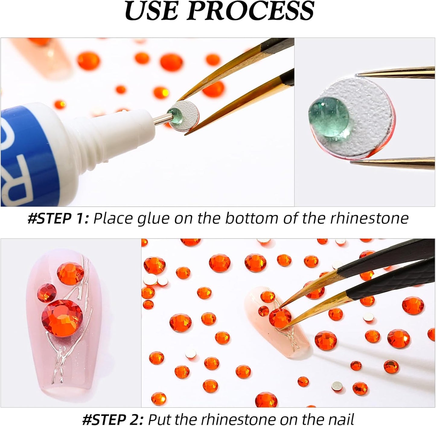 Hyacinth Flatback Rhinestones, Glass Rhinestones for Nail Art and Craft, Glue Fix, Loose Crystal Gemstones(Orange, SS30, 288pcs, 6.4-6.6mm)