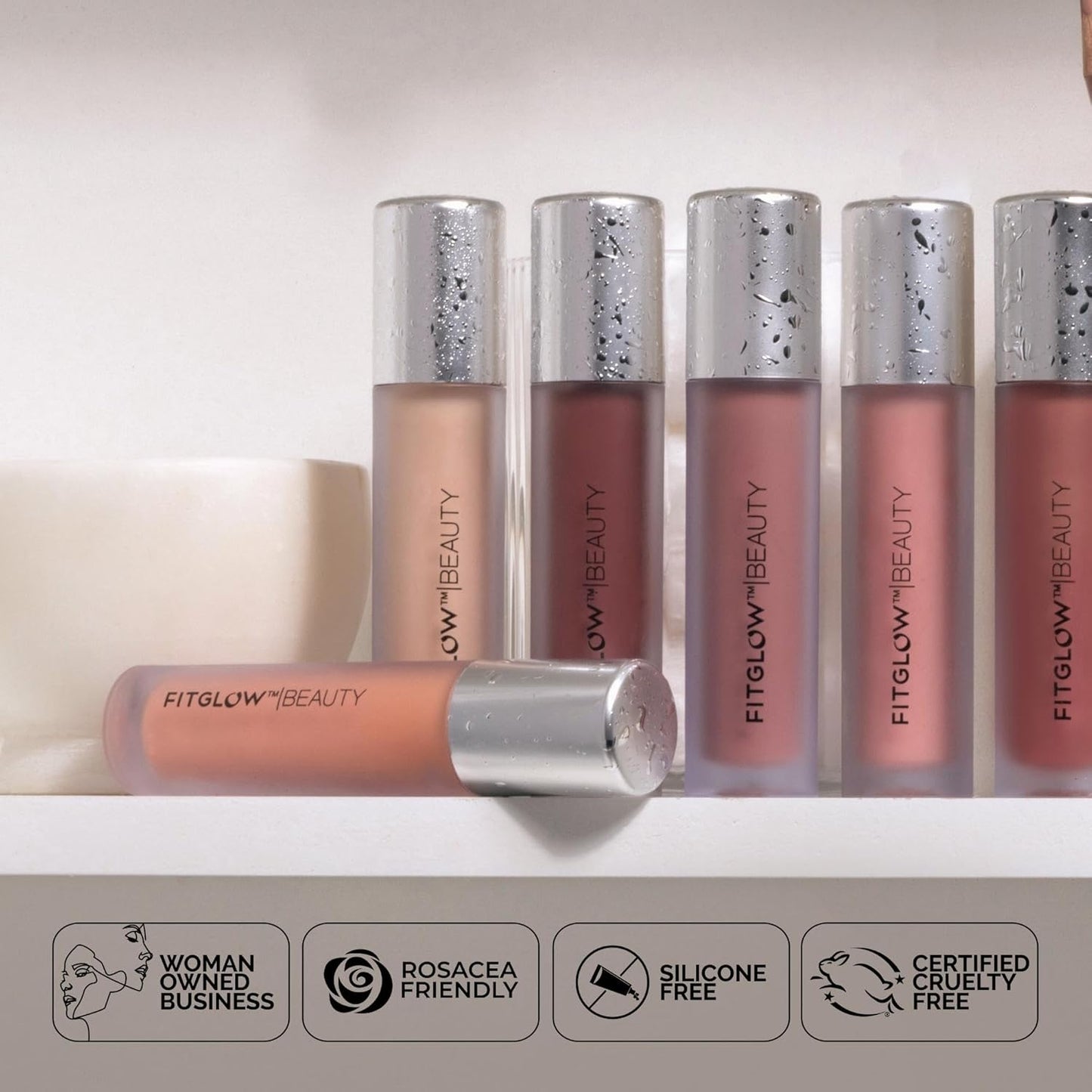 FITGLOW Beauty Lip Colour Serum | Hydrating Lip Gloss | Plumping Anti-Aging Lip Treatment | Natural Shine with Pomegranate Sterols & Collagen | Buildable Color for Dry Chapped Lips | Buff Pearl - 10g