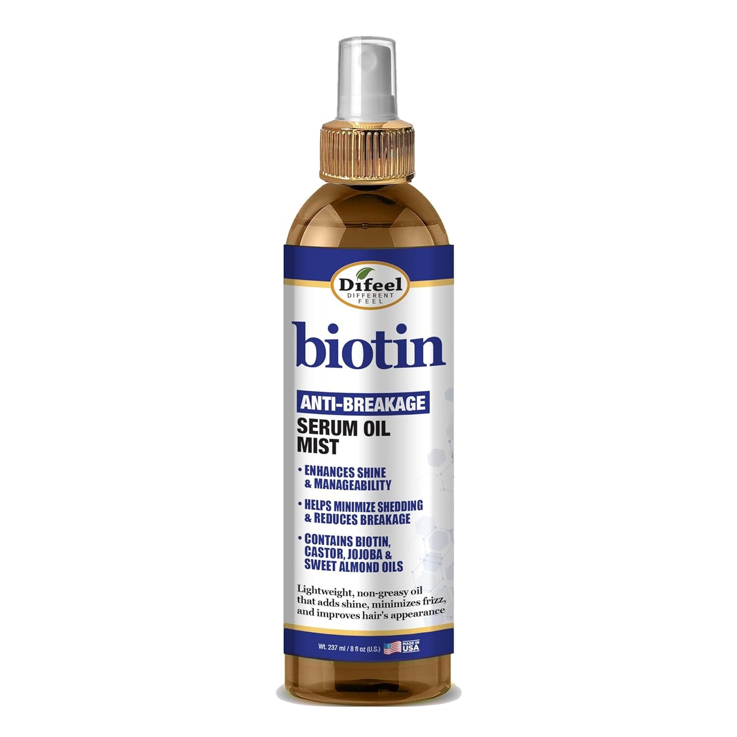 Difeel Biotin Anti-Breakage Serum Oil Mist 8 oz. - Nourishing Anti-Frizz Serum, Lighweight Hair Oil Mist for Frizz and Hair Breakage, Improves Shine