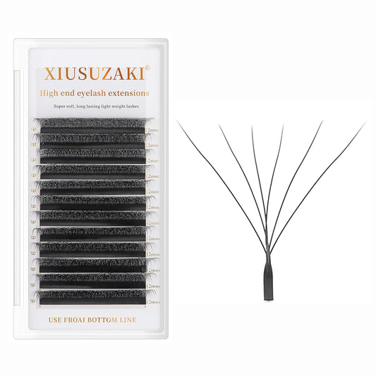 W Lash Extensions Supplies 6D Eyelash Extensions W Shape 0.07mm Thickness C Curl 13mm Premade Fans Easy Fan Lashes Volume Matte Black 12 Rows Crisscross Eye Lashes(W-6D-0.07-C,13mm)
