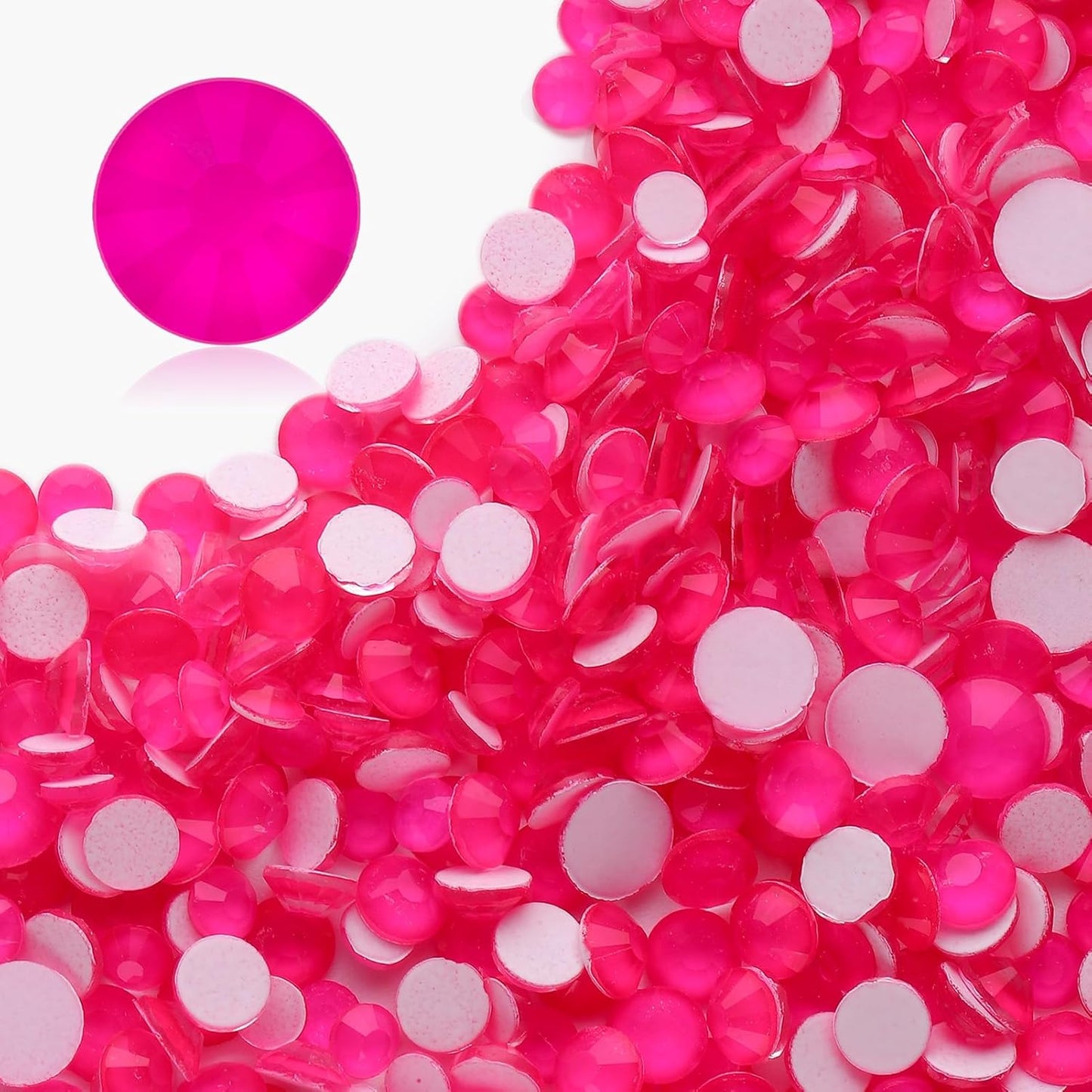 Neon Rose Flatback Rhinestones, Glass Rhinestones for Nail Art and Craft, Glue Fix, Loose Crystal Gemstones(Neon Rose, SS12, 1440pcs, 2.9-3.0mm)