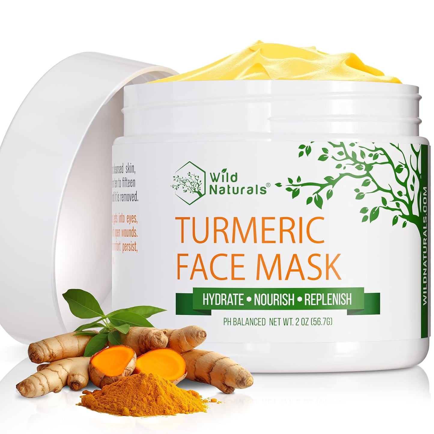 Wild Naturals Turmeric Clay Face Mask for Acne & Dark Spots – Gentle, Soothing Mask with Vitamin E for Men & Women – Natural Clay Mask for Clear Skin