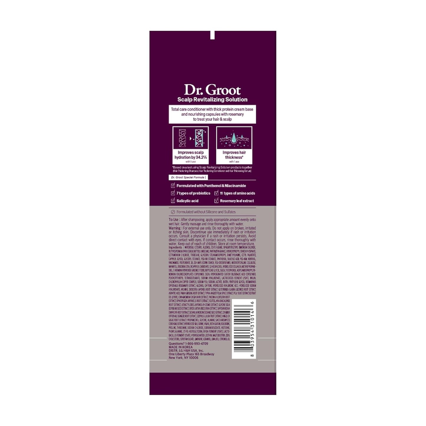 Dr. Groot Hair Thickening Conditioner For Hair loss, Thinning Hair, Korean Hair Care, Biotin Scalp Treatment, Clinically Tested, Thicker Hair, Reduces Oil