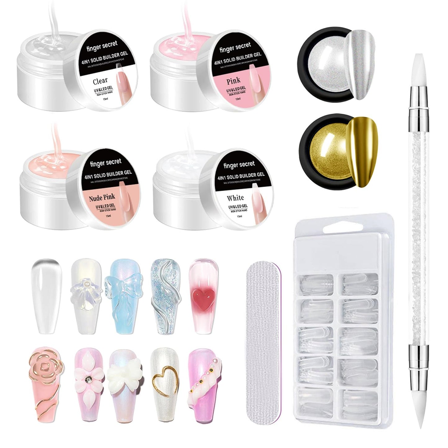 Solid Builder Gel for Nails Hard Gel 3D White Nude Pink Clear Colors for Nail Extension DIY Nail Kit 60ml