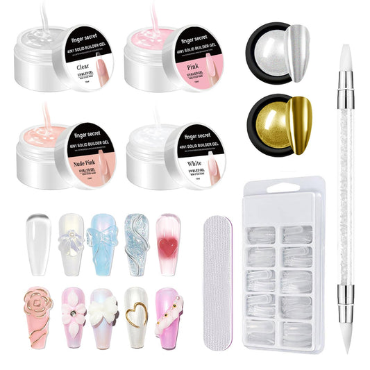 Solid Builder Gel for Nails Hard Gel 3D White Nude Pink Clear Colors for Nail Extension DIY Nail Kit 60ml