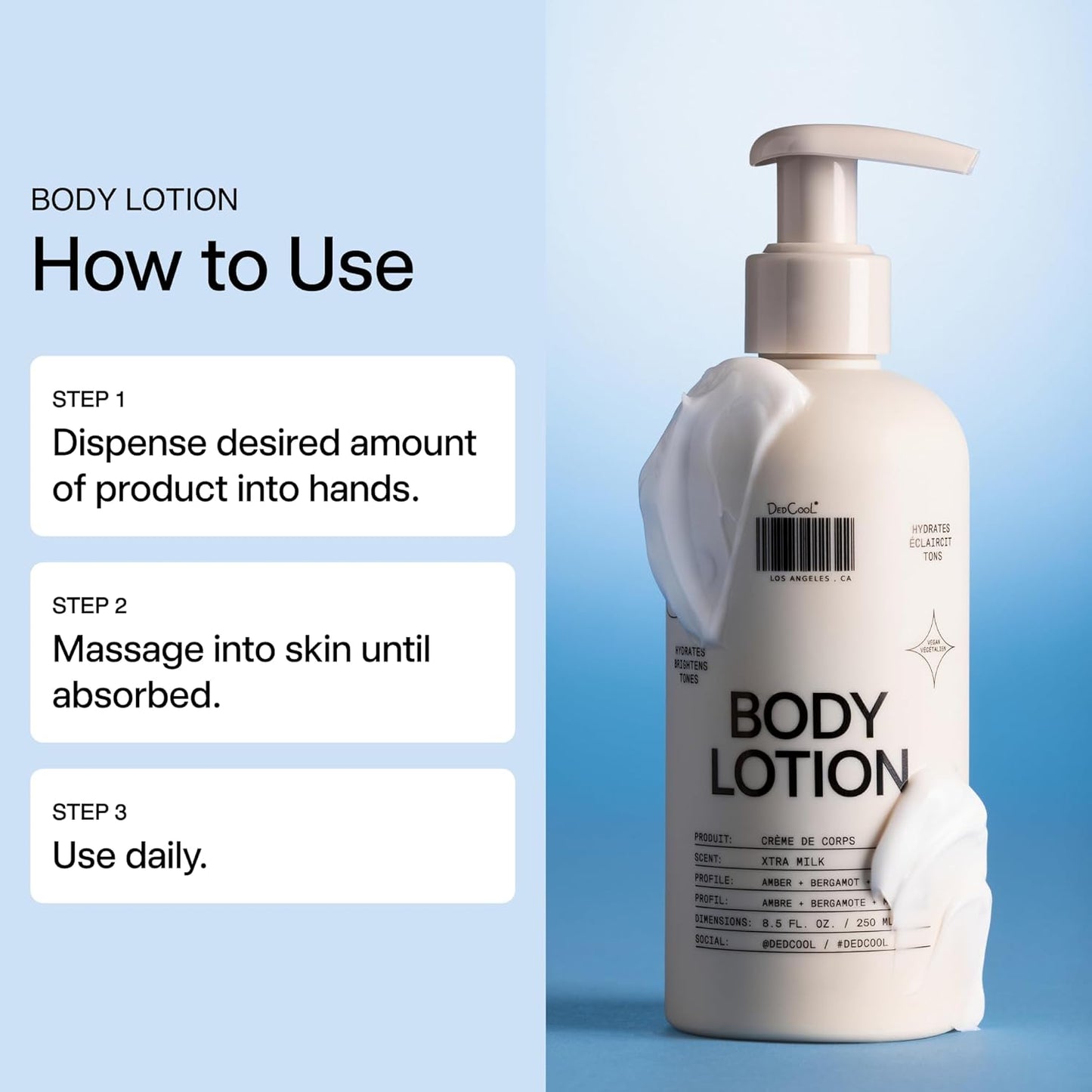 DedCool Body Lotion | Taunt | Lightweight, Deeply Hydrating Formula with Ceramides, Snow Mushroom & Meadowfoam Oil | Bergamot, Dew, Cassis, Vanilla & Amber Scent | Non-Toxic Vegan Skincare | 8.5 fl oz