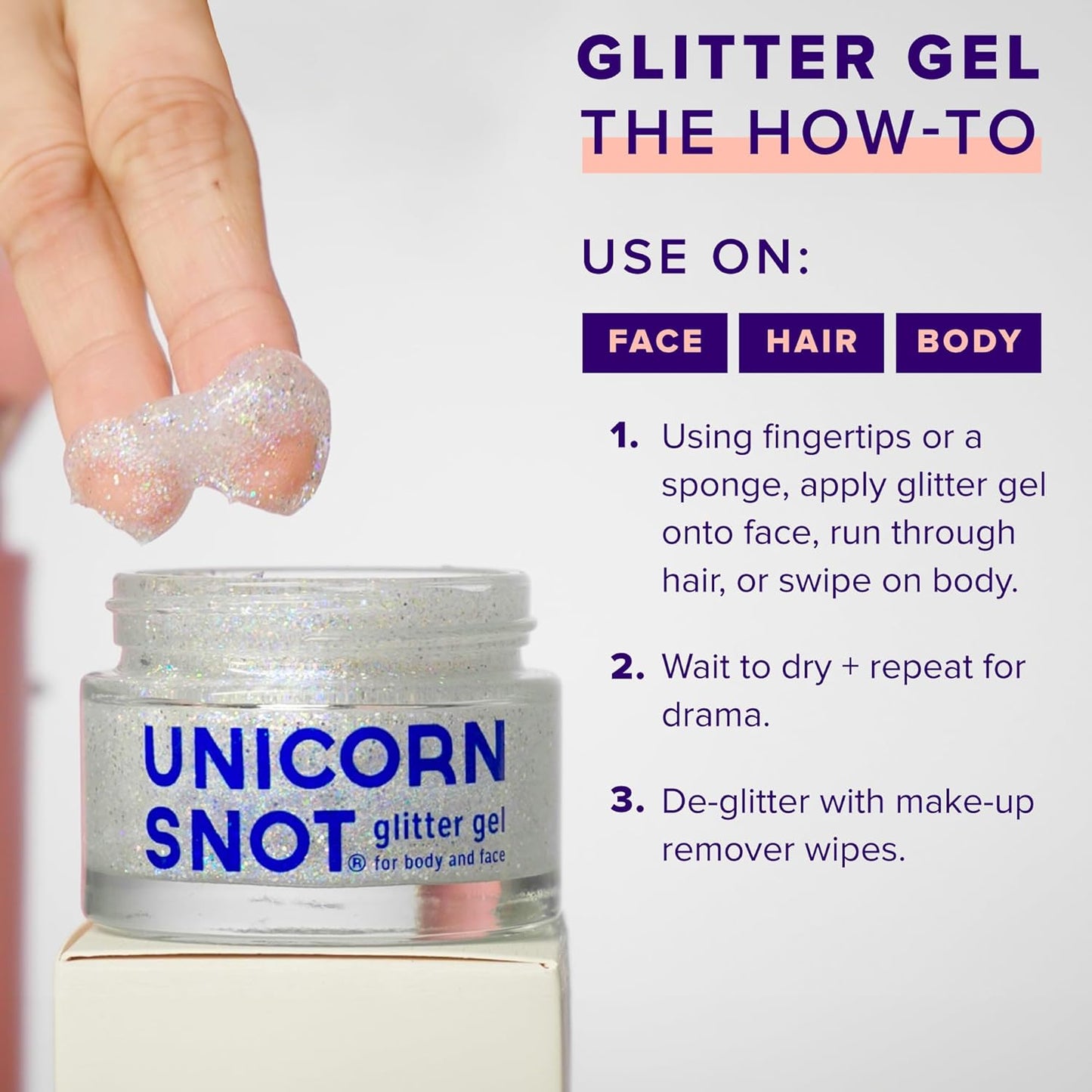 UNICORN SNOT Holographic Face Glitter & Body Glitter Gel: Glitter Makeup, Hair Glitter, Festival Rave and Anime Cosplay, Halloween Costume Makeup - Vegan & Cruelty Free, 1.7 oz Silver Glitter (Disco)