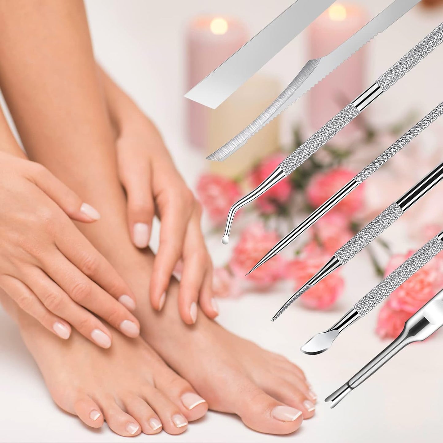 7-Pack Ingrown Toenail Tool Kit - File, Lifters, Surgical Safe Pedicure Tools for Nail Treatment & Pain Relief