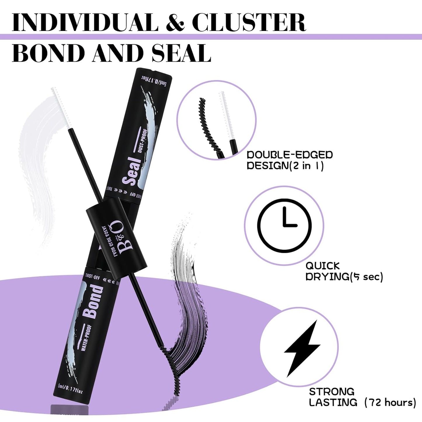 B&Q Lash Clusters Kit 280PCS Eyelash Clusters Kit,40D 50D D 9-16MIX Individual Lash Comfortable Eyelash Extension Set, Classic Look with Bond and Seal Waterproof, Remover DIY at Home(Set,40D+50D)