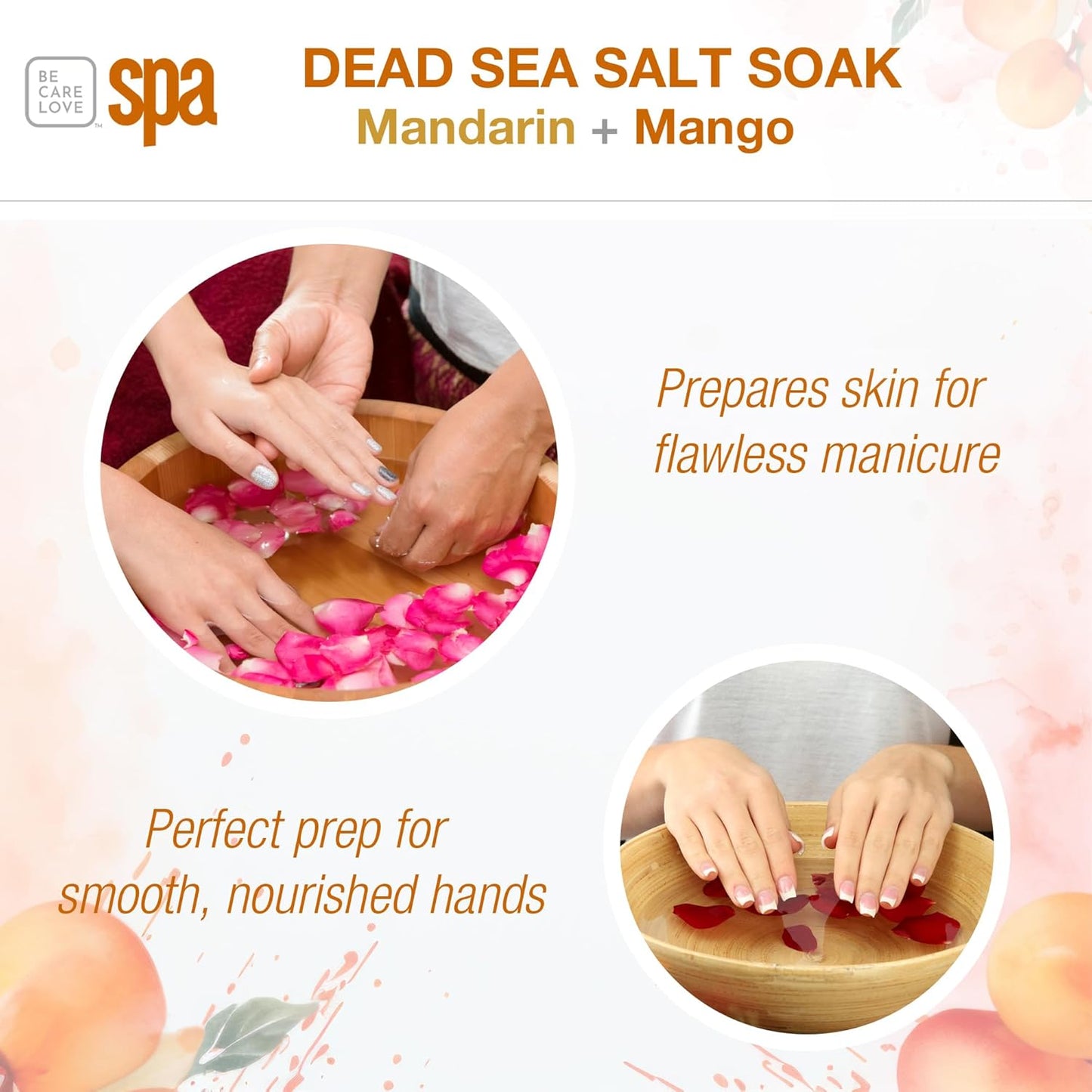 Be Care Love (BCL) Spa Dead Sea Salt Soak (16 oz, Mandarin & Mango)