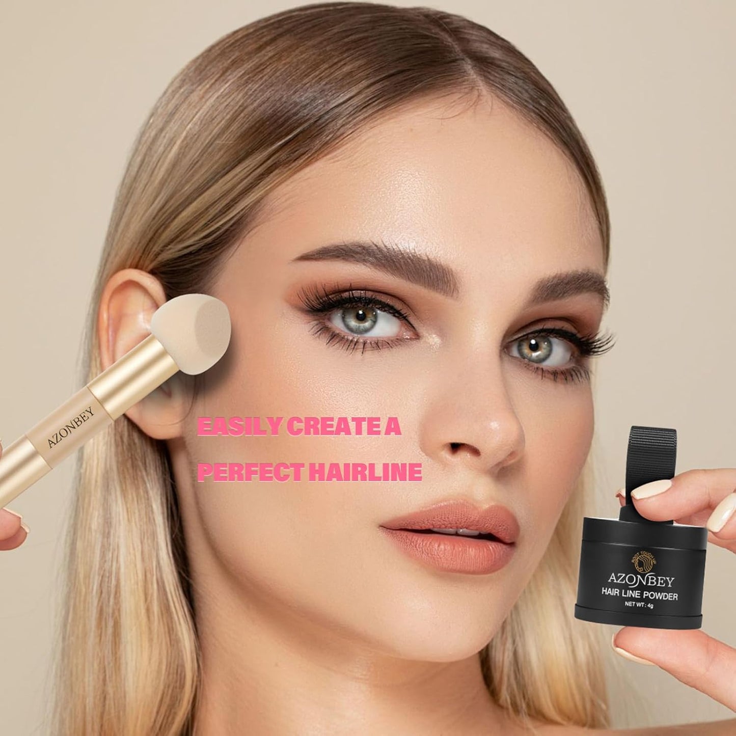Root Touch Up Sets,Hairline Powder for Women Cover Up- Hairline Concealer for Thin and Thinning Hair, Water & Sweat Resistant,Contain Azonbey Makeup Brush (White, Med-Makeup Brush)