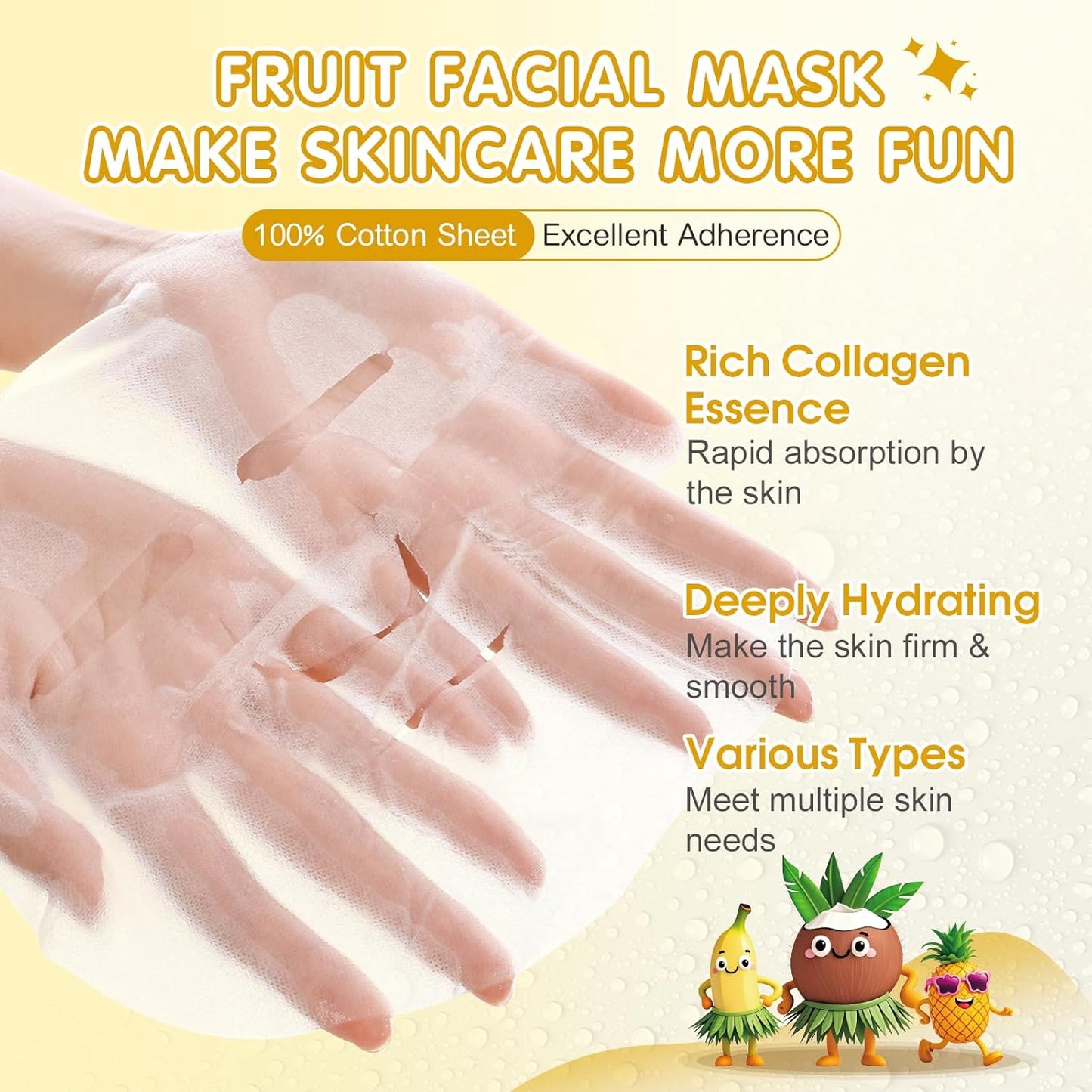 126 Pack Sheet Hydrating Face Masks Skincare for Women, Bulk Fruit Face Mask Skin Care for Kids, Facial Masks Set for All Skin Types, Christmas Birthday Gifts, Spa Party Supplies for Girls Teens