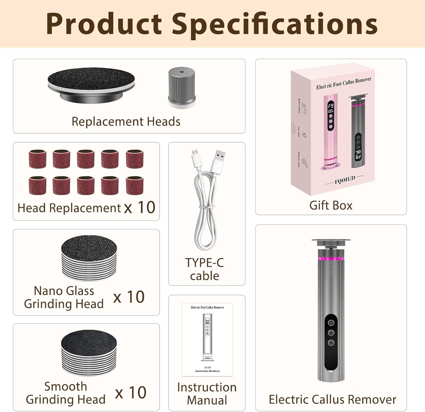 Electric Foot Callus Remover - 2 in 1 Electric Foot File,Adjustable Speed Foot File with Sandpaper Discs & Grinding Heads, 9 Speeds Callus Remover for Feet, Pedicure Tools for Valentine's Day Gift