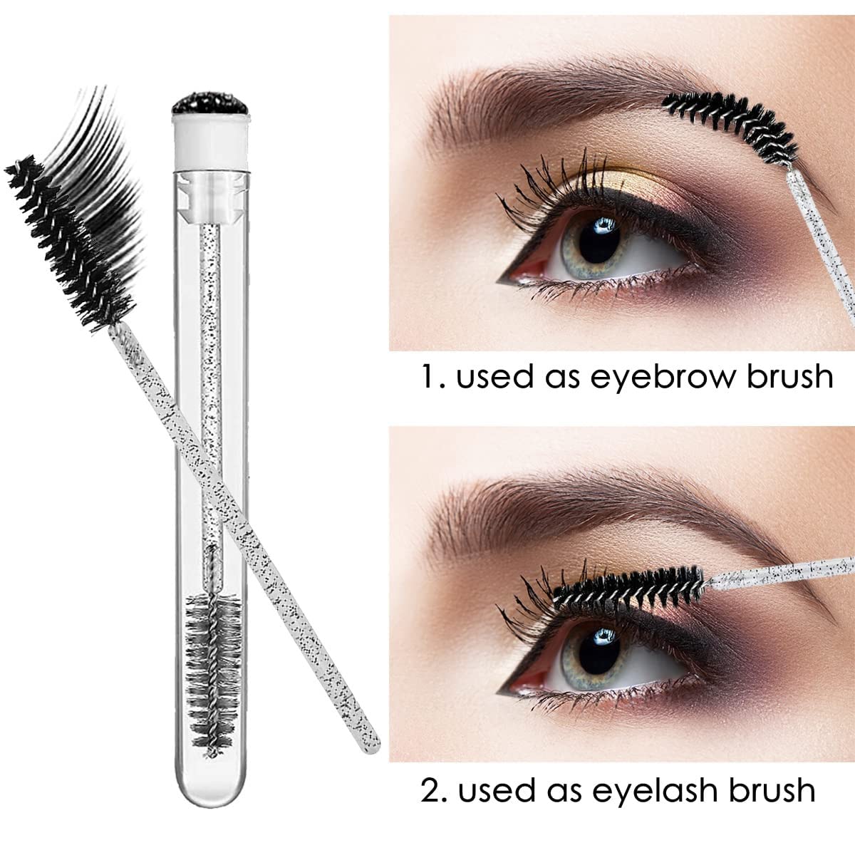 Mascara Brushes Tubes Set 70 Pieces Disposable Eyelash Brushes Replacement with 20 Pieces Empty Tubes for Eyelash Extension Lash Mascara Wand (Black Diamond)