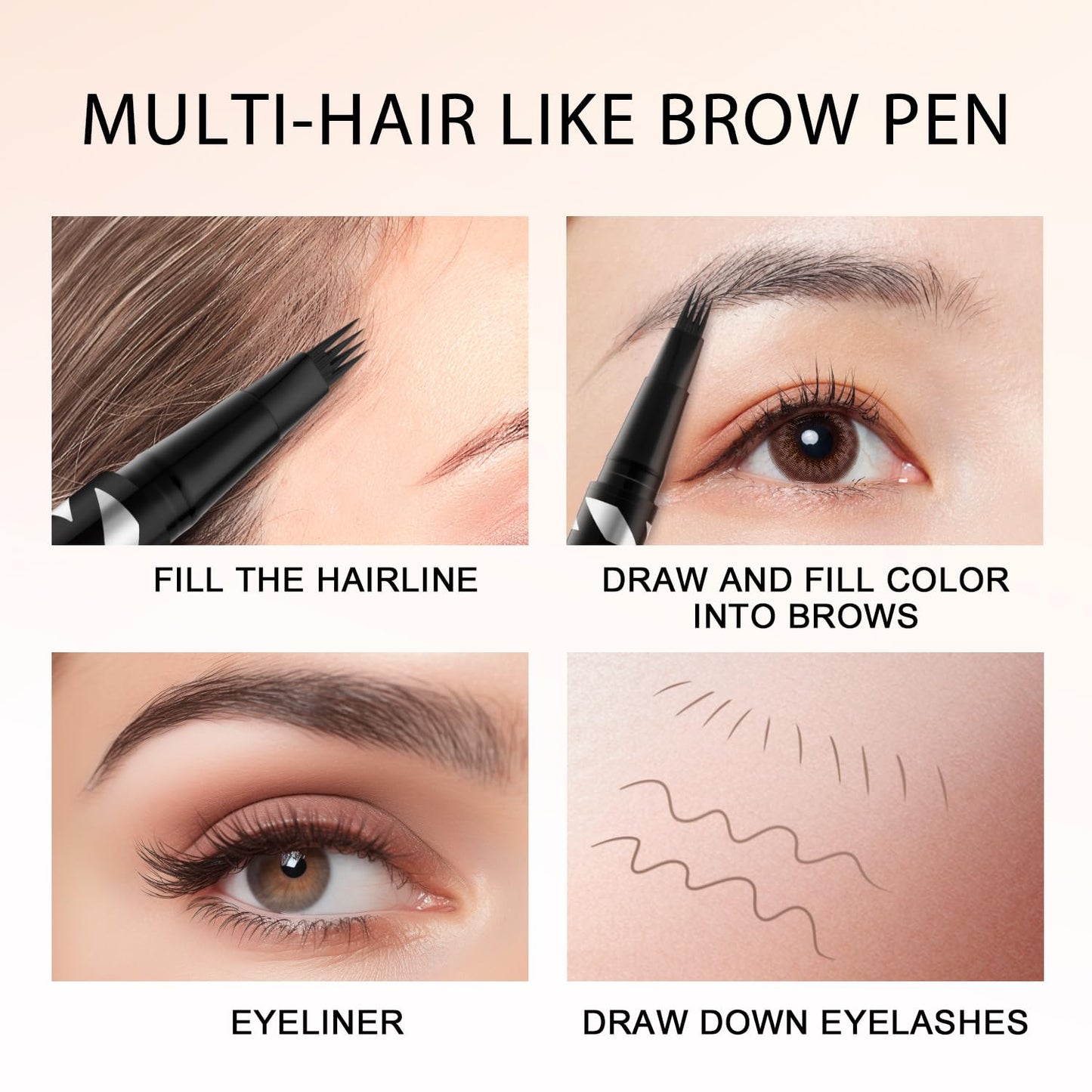 LAVONE Eyebrow Pen,2-IN-1 Dual-ended Waterproof Eyebrow Pencil,with 4 Tip Microblading Eyebrow Pen and Ultra-Precise Brow Pencil,Dual-ended Eyebrow Brush,Eyebrows Makeup for Natural Looking-Ash Brown