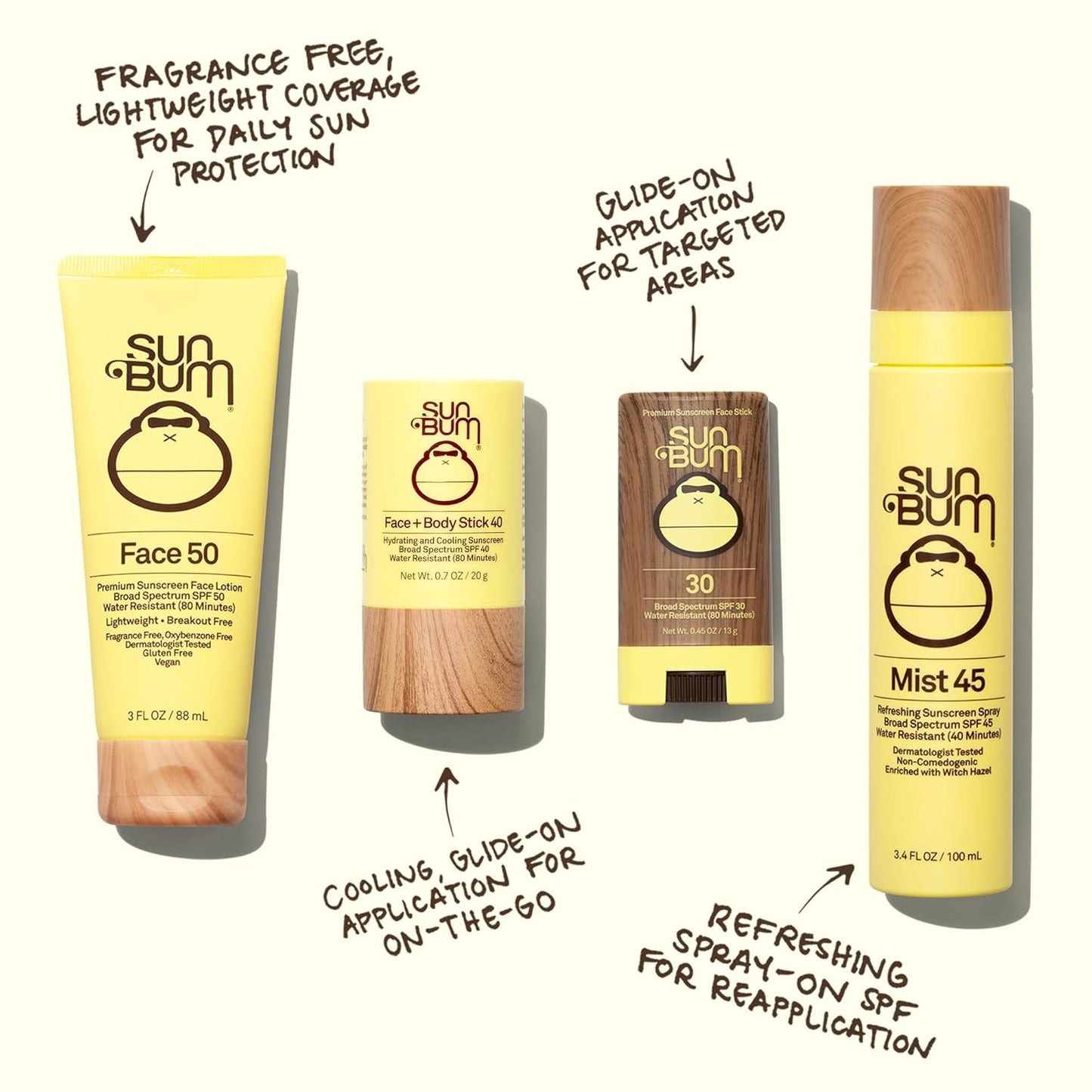 Sun Bum Original SPF 40 Face and Body Sunscreen Stick - Water resistant Broad Spectrum Facial Sunscreen - Hawaii 104 Act Compliant (Made Without Octinoxate & Oxybenzone) - Travel Size - 0.7 oz
