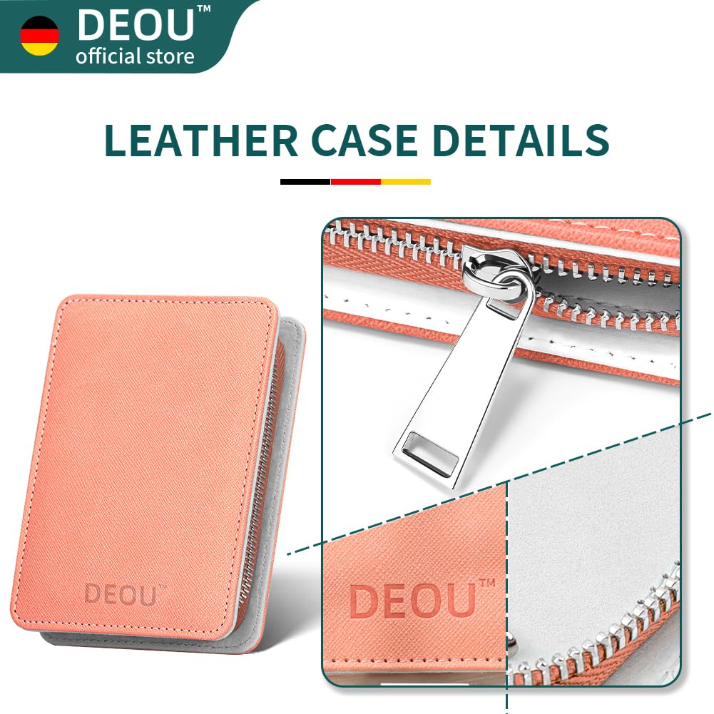 Professional Nail Set 11 in 1 stainless steel home care nail clippers, men's luxury travel leather storage box, women's beauty kit (Pink)