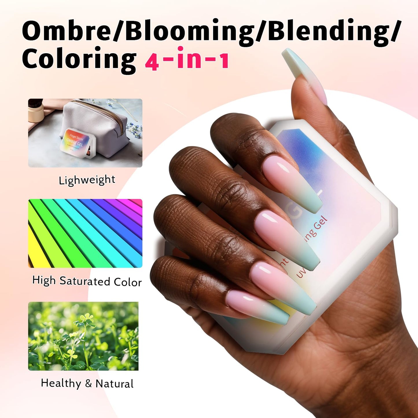 Sponge Pat Paint Nail Gel, 9 Colors Ombre Nails Gradient Gel Nail Blush Blooming Aura Nails Drawing Stripper Floral Painting Nail Art, No Wipe, UV/LED Curing (9 Colors D)