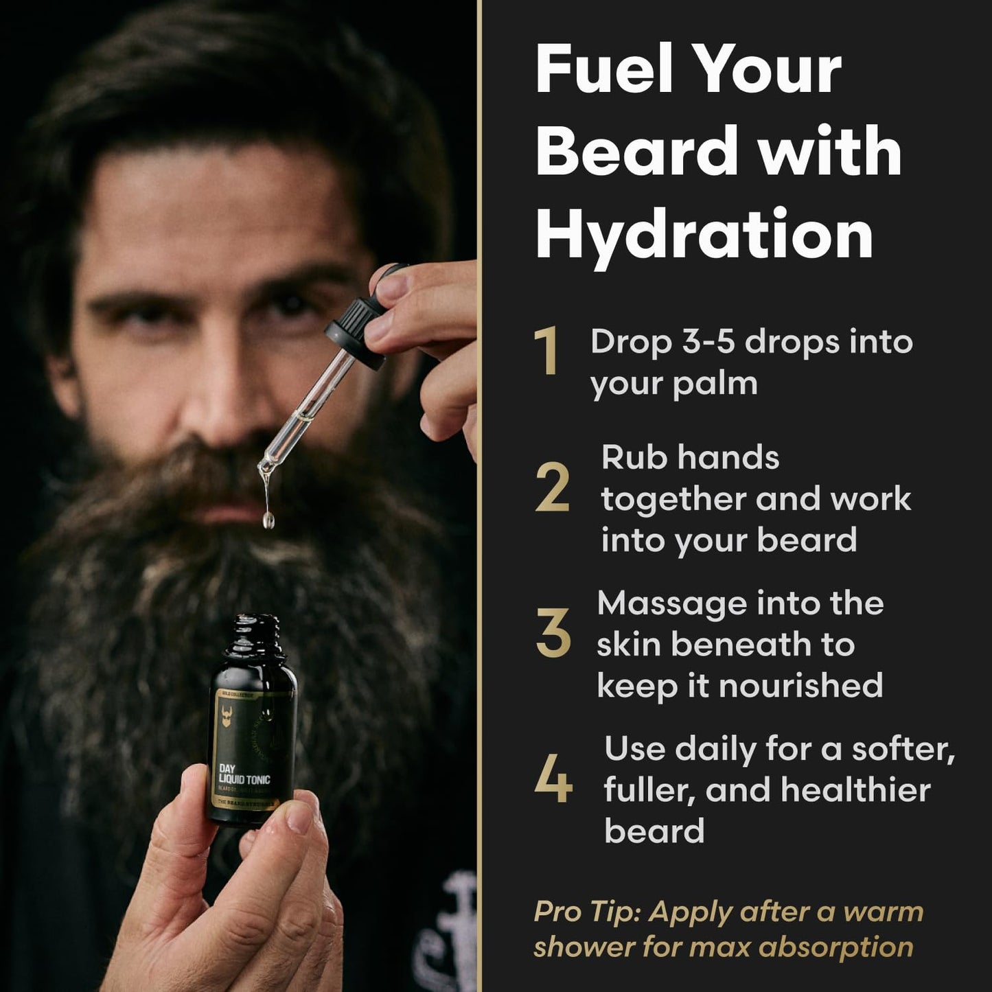 The Beard Struggle - Day Liquid Tonic Beard Oil - Gold Collection, Valhalla's Gates - Beard Oil for Men - Moisturize, Softens Hair, Reduces Itch - Day Time Beard Growth Oil (1 Fl oz)