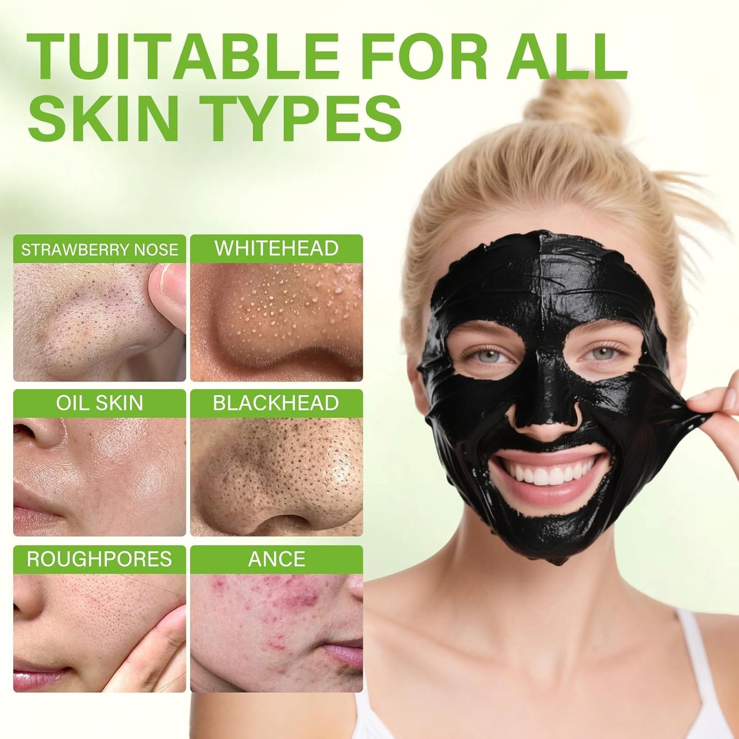 Blackhead Remover Mask for Women & Men, Bamboo Charcoal Peel Off Black Masks,Oil Control Deep Cleansing,for All Skin Types（4.23OZ）