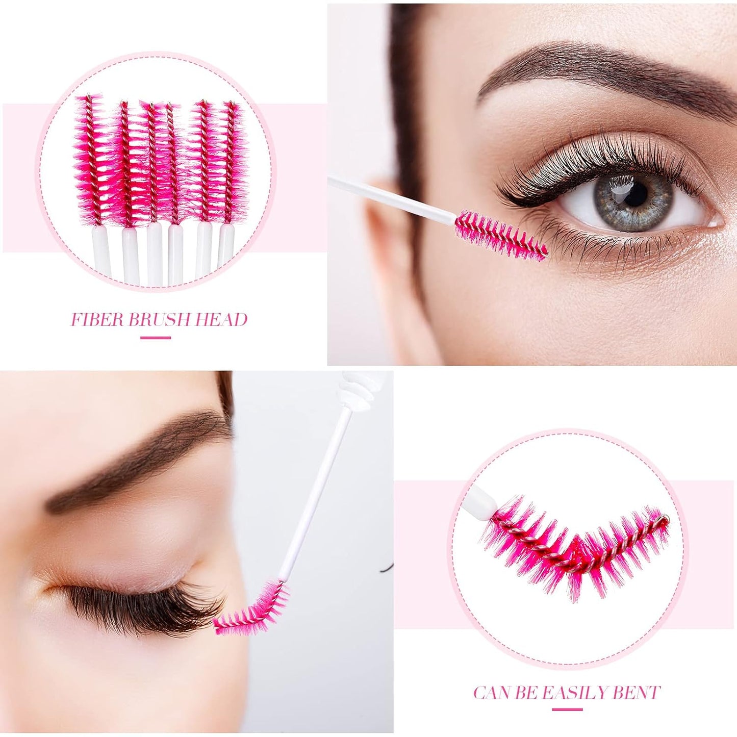80 Pieces Disposable Mascara Brushes Tubes Set, 40 Pieces Empty Mascara Wand Tube with 40 Pieces Eyelash Brush Makeup Tool for Eyelash Extension(Pink Snowflake Style)